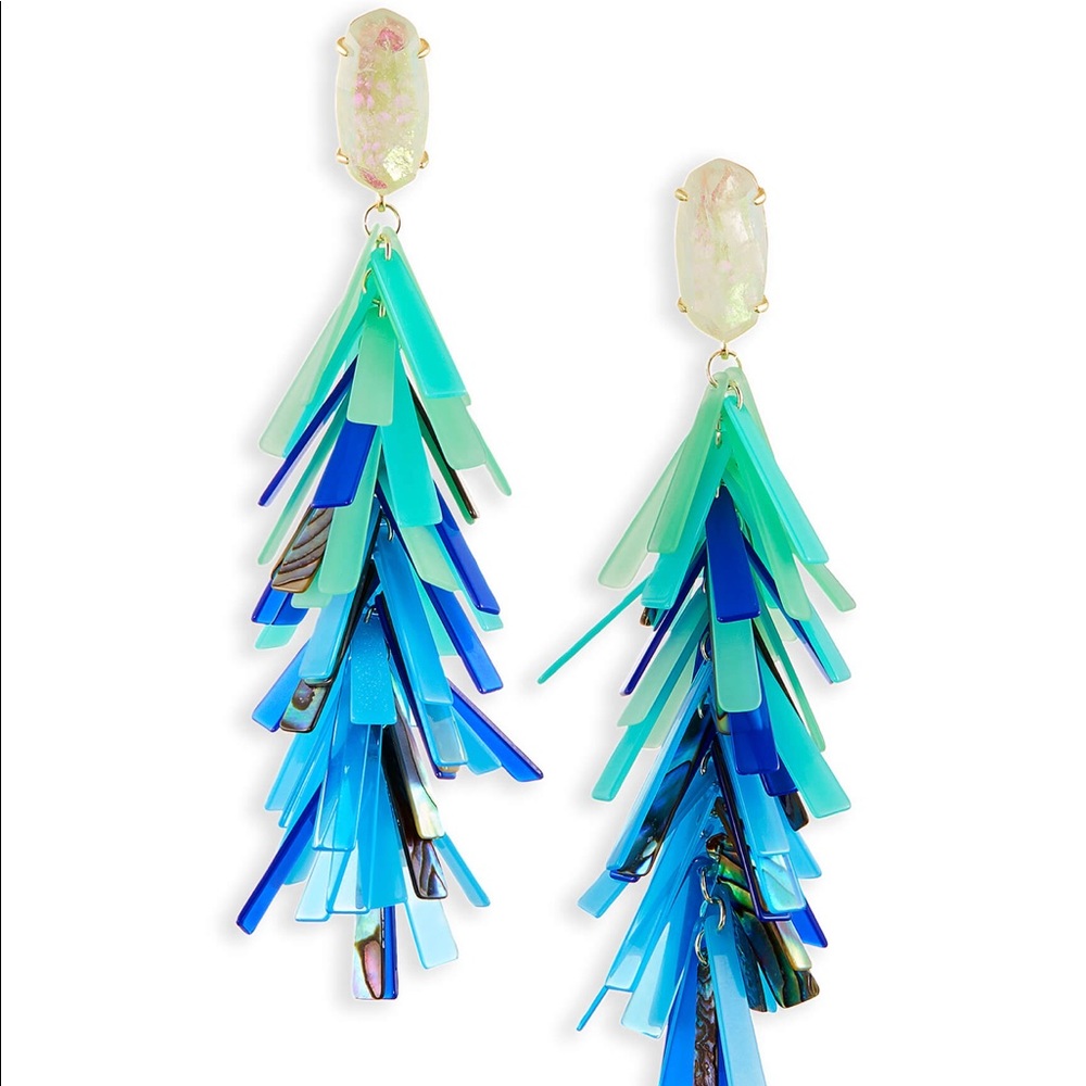 Kendra Scott Justine Earrings in Blue Mix Shell